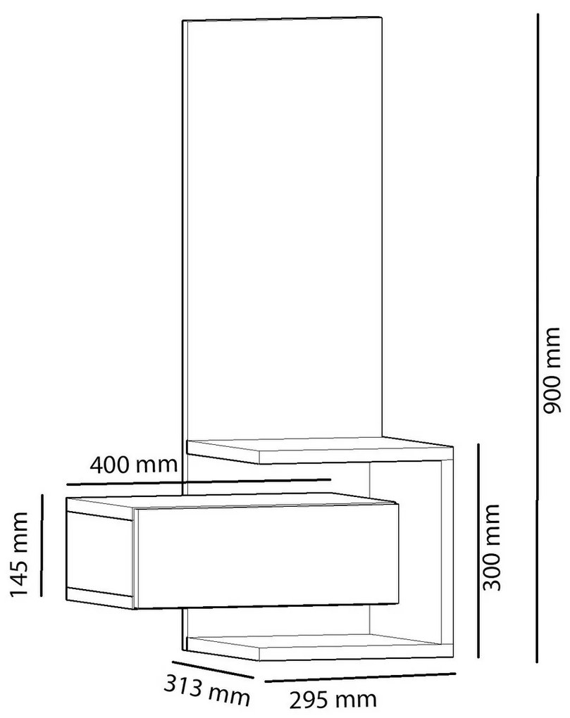 Nástenná polica so zrkadlom Stella Oak and Anthracite