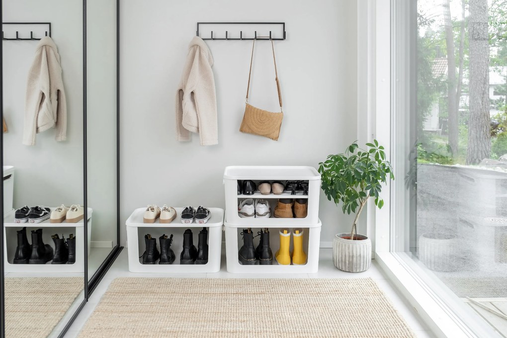 SMARTSTORE Úložný box s otevřenou přední hranou, MODULE, s víkem, bílý -  59,5 × 39,5 × 30 cm