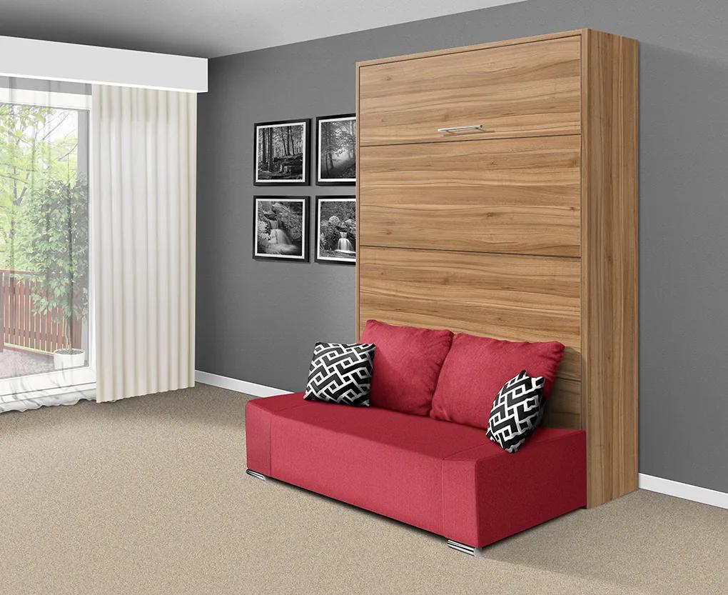 Nabytekmorava Sklápacia posteľ s pohovkou VS 21058P 200x120 farba pohovky: Červená, Typ farebného prevedenia: Bielá / dvere biele LESK