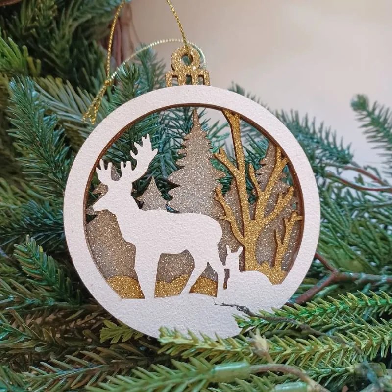 DECOLED Ozdoba, jeleň, 8,5 cm, drevená