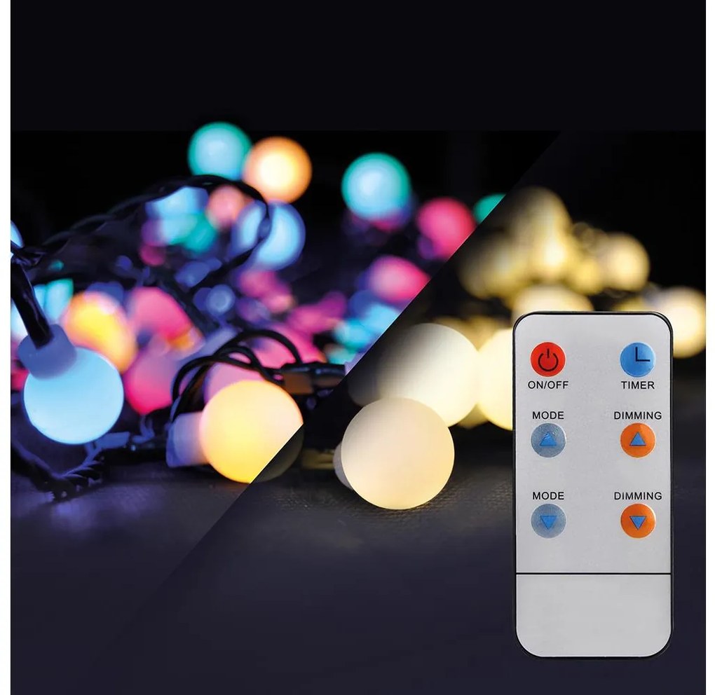 Brilagi - LED RGBW Vianočná vonkajšia reťaz 100xLED/8 funkcií 15m IP44 + DO BG0377