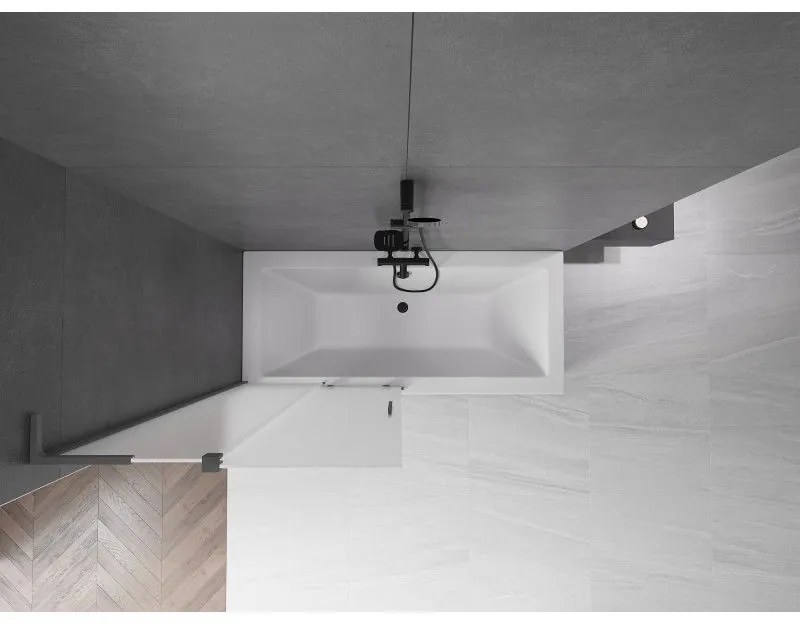 Mexen Velar L, 2-krídlová posuvná vaňová zástena 95 x 150 cm, 8mm sklo námraza, grafitová, 896-095-003-31-95