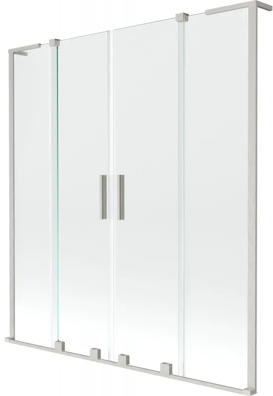 Mexen Velar L Duo, 2-krídlová posuvná vaňová zástena 150 x 150 cm, 8mm číre sklo, brúsená oceľ, 896-150-003-02-97