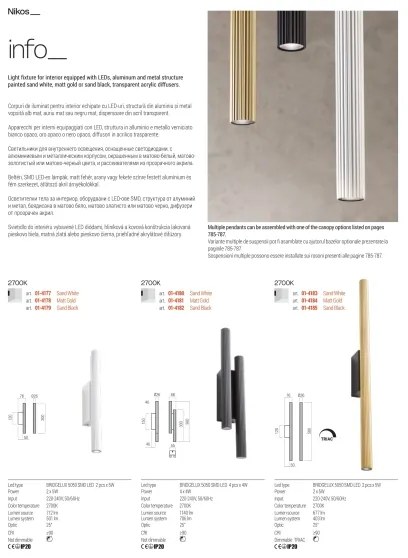 Redo 01-3861 - Závesný LED luster NIKOS, LED 8 W, 230 V, CRI 90, priemer 6 cm, čierny