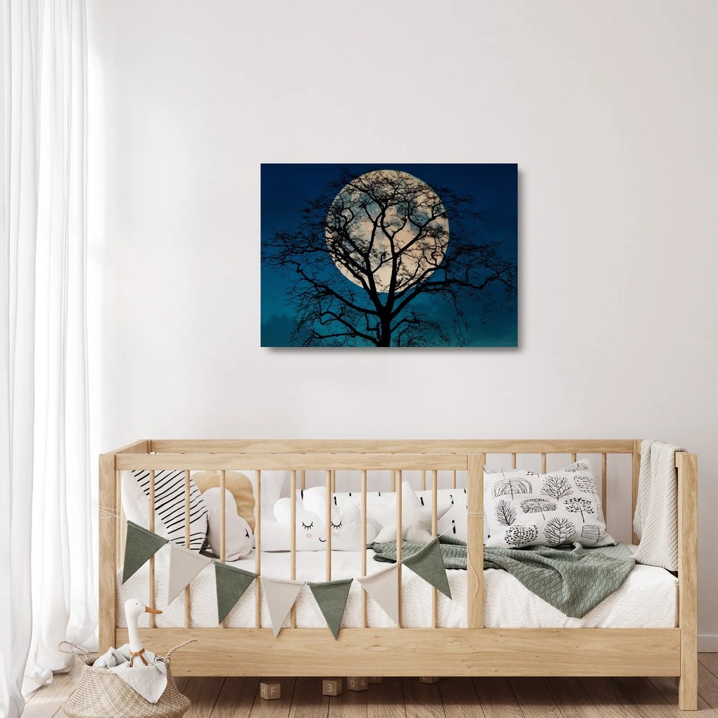 Sklenený obraz stromu so splnom (70x50 cm)