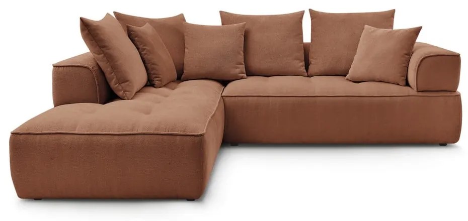 Terakotová ženilková rohová pohovka (ľavý roh/do L) Whesley – Bobochic Paris