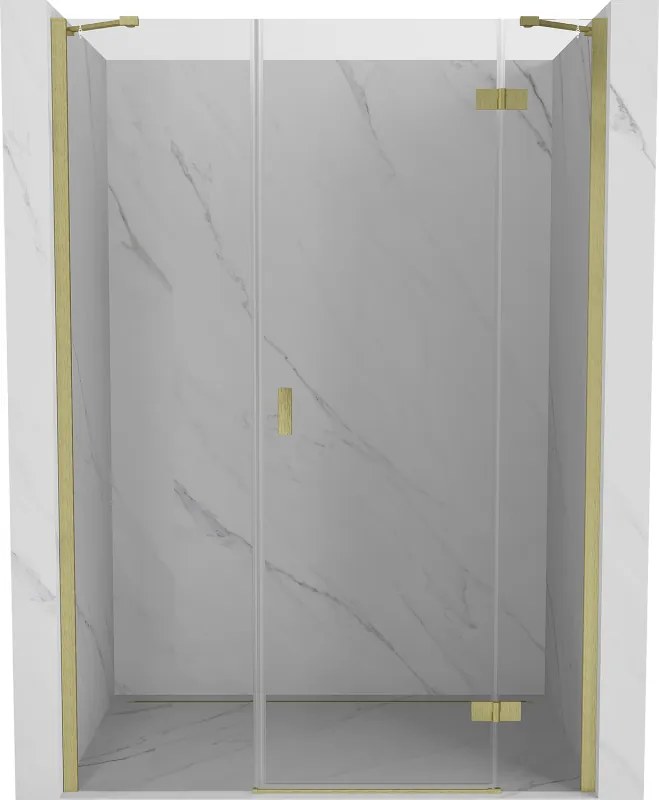 Mexen Mist-H, 1-krídlové sprchové dvere pravé 130 cm, číre sklo, zlatý matný profil, 8A5-130-001-55-00-P