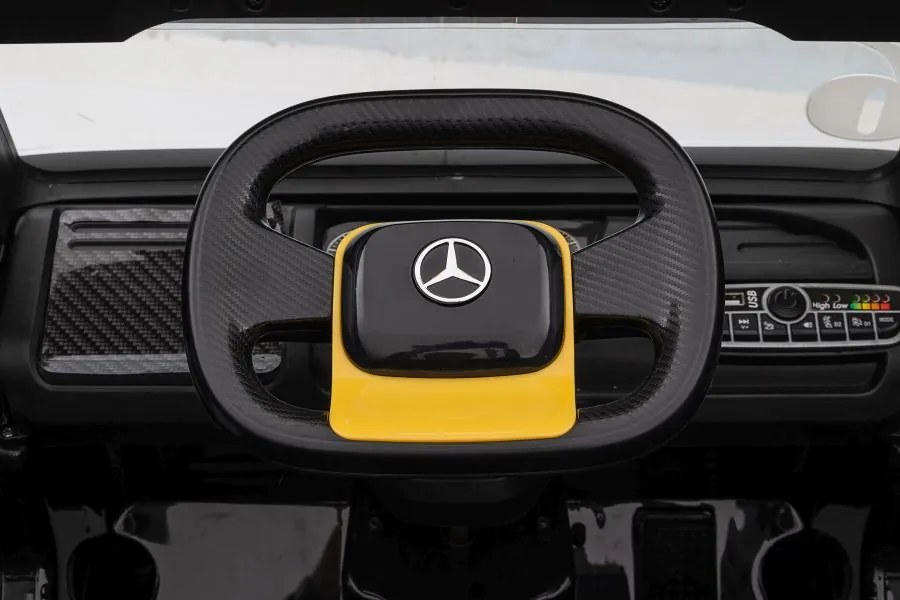 LEAN CARS Elektrický Kamión s prívesom Mercedes XMX622B LCD námornícka žltá - 2X45W - 2x12V7Ah - 2023