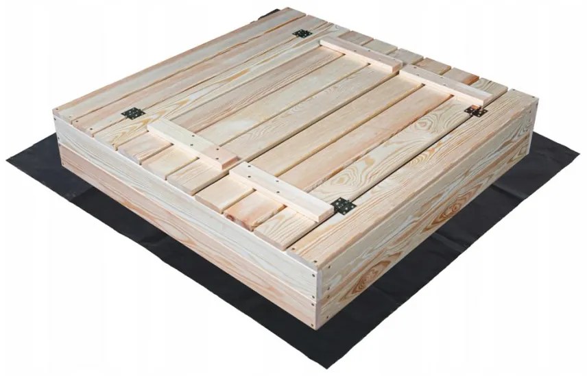 Uzatvárateľné drevené pieskovisko s lavičkami 100 x 100 cm