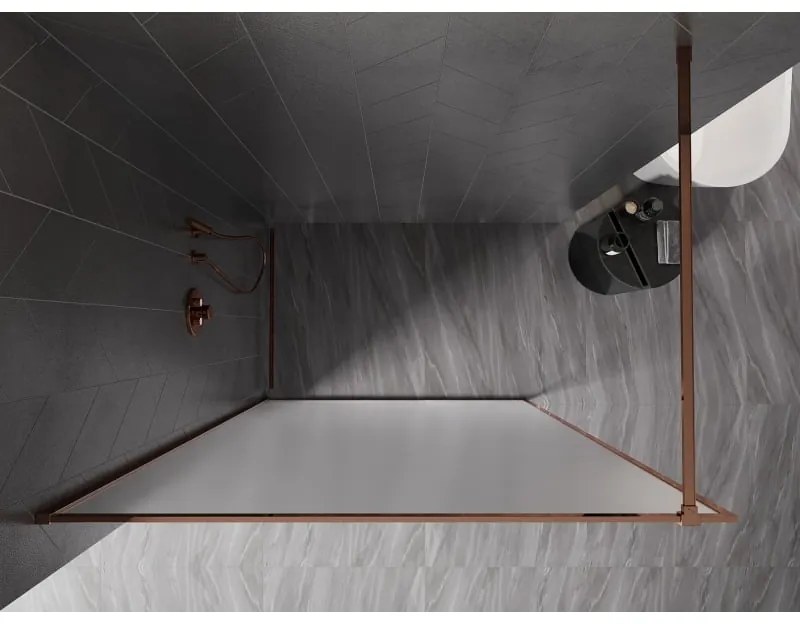 Mexen Kioto-XF, sprchová zástena s rámom 150 x 202 cm, 10mm sklo námraza, profil ružové zlato, 800-150-104-60-30-X