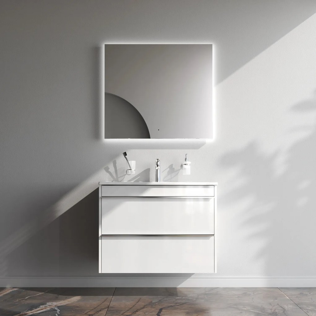 Skrinka s umývadlom 80 AM.PM Hit MTAFHX0802WG závesná, 2 zásuvky, lesklá biela