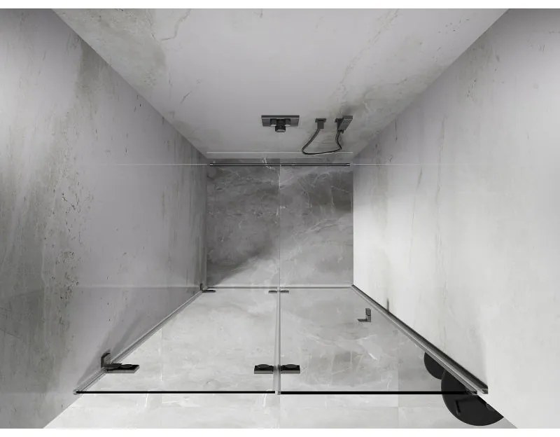 Mexen, Mexen Lunar-F skladacie ľavé sprchové dvere 75 cm, transparentné, brúsený nikel - 836-075-000-97-00-L