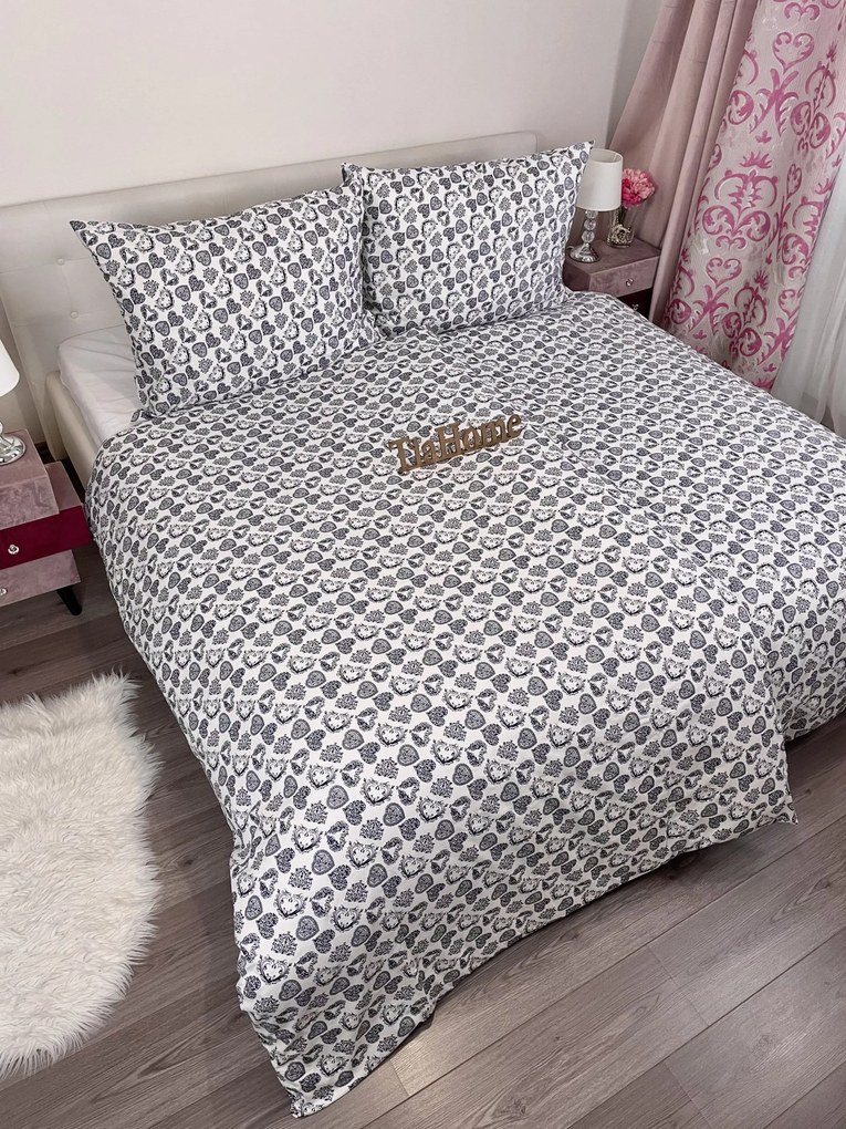 Obliečky bavlnené Amálka čierna TiaHome - 1x Vankúš 90x70cm, 1x Paplón 140x200cm
