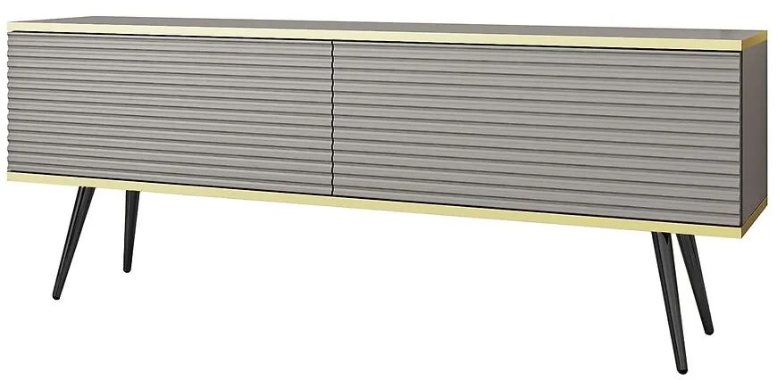 TV stolík Oro Mdf Drážkovanie 135 Sivá+ Čierne nohy