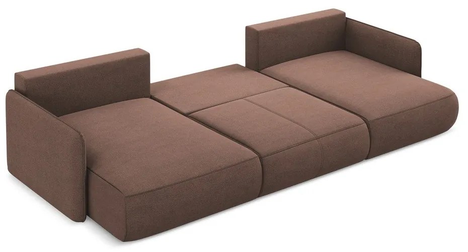 Ružová rozkladacia/s úložným priestorom rohová pohovka Nanea – Makamii