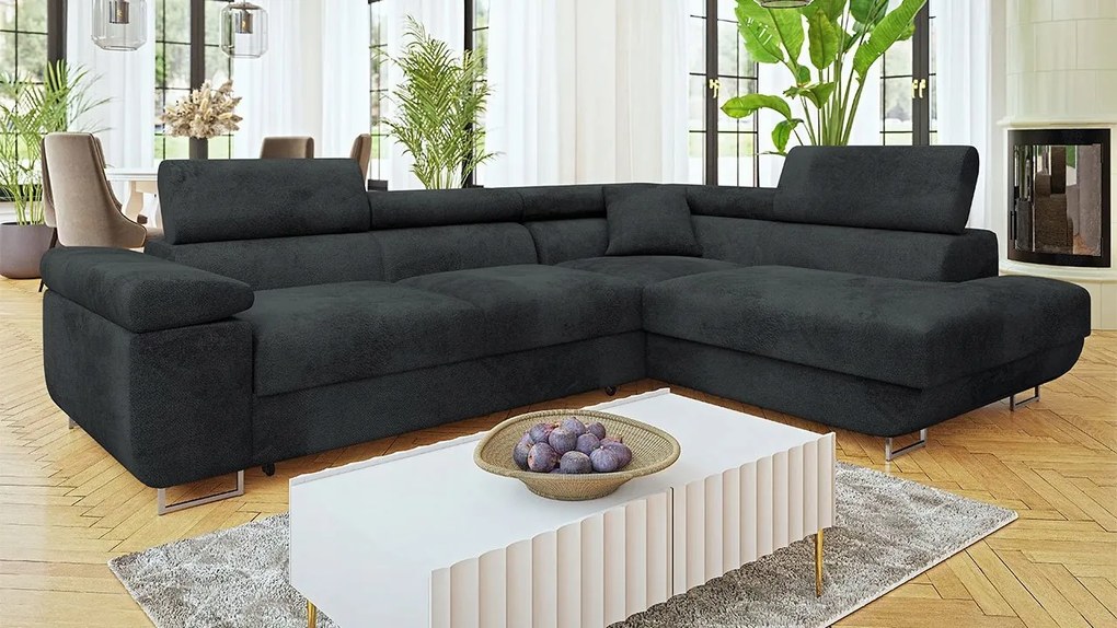 Rohová sedačka Terazuro Premium (čierna) (s úl. priestorom) (p)