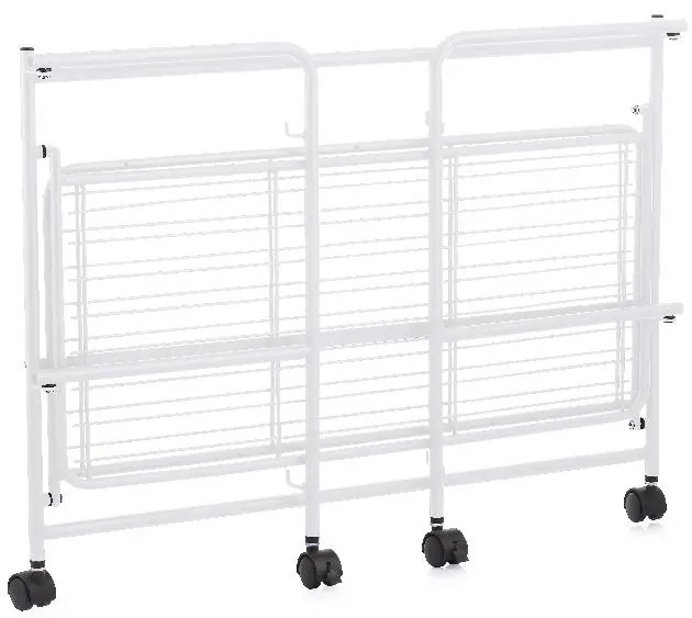 CONFORTIME 2. akosť - Pojazdný regál, skladacia polica 2 poschodová XXL - 67 x 30 x 45 cm - biela