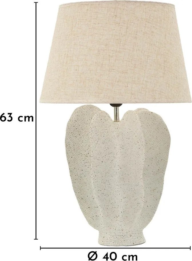 Krémovobiela stolová lampa s textilným tienidlom (výška 63 cm) Ester – Mauro Ferretti
