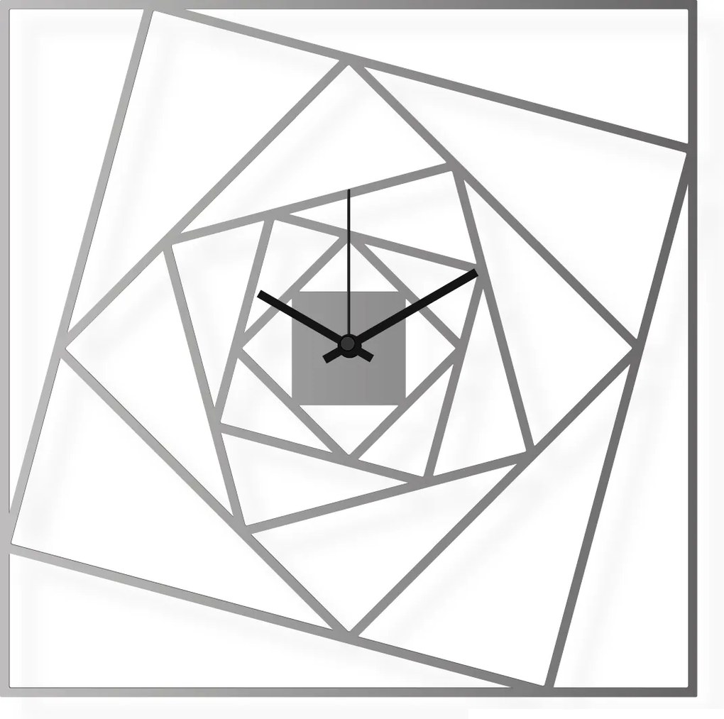 Dizajnové nástenné hodiny: Štvorce - Nerezová oceľ  38x38 cm | atelierDSGN