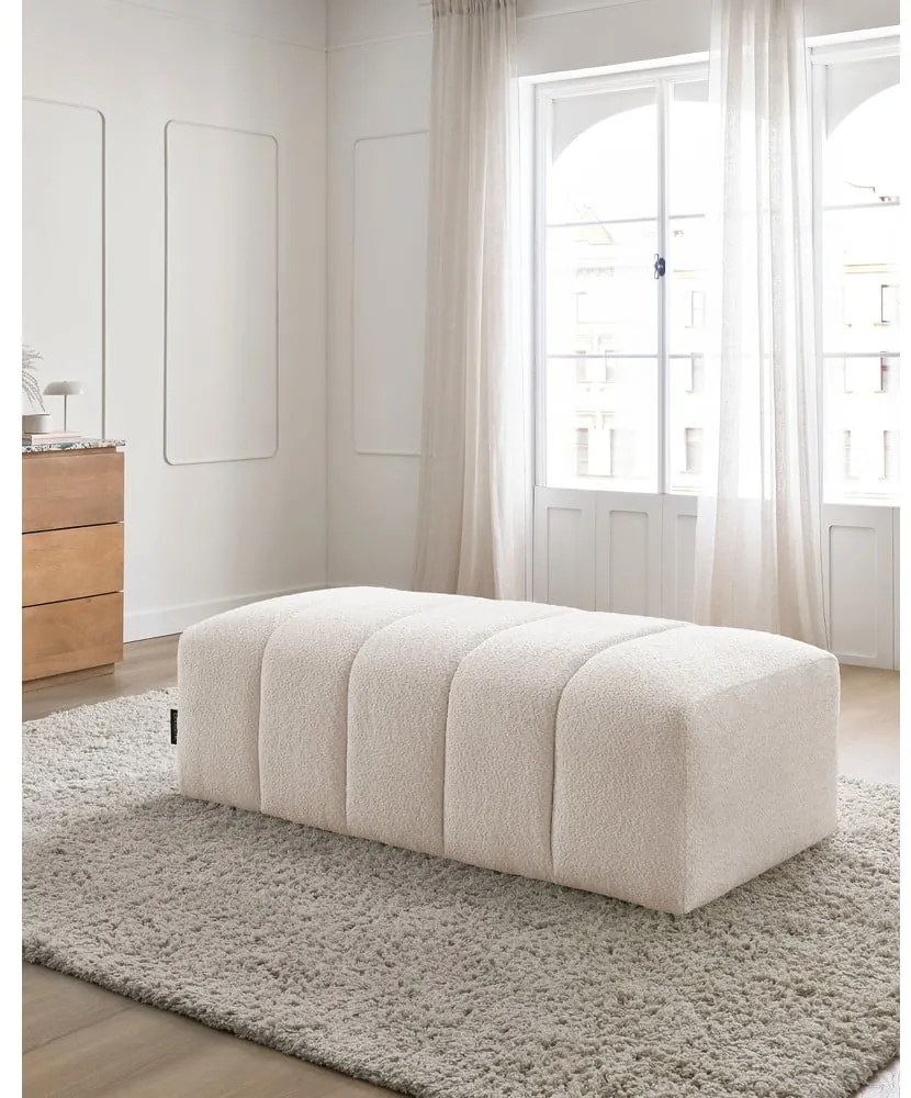 Biela podnožka z textílie buklé Annecy – Bobochic Paris