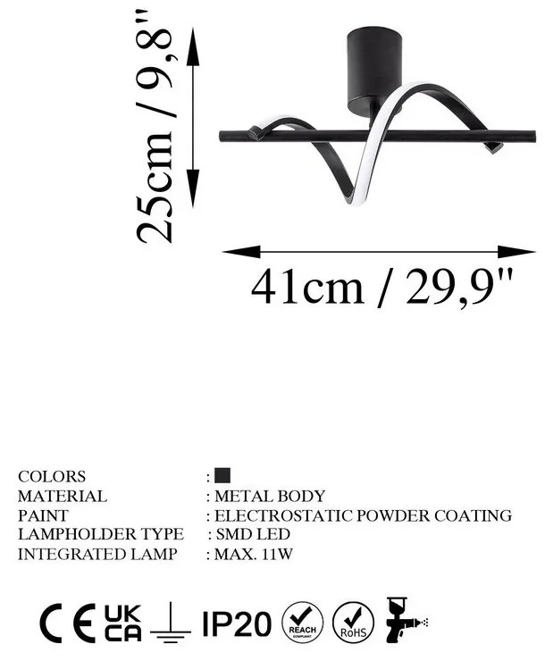 Čierne LED stropné svietidlo 7x41 cm Likma – Opviq lights