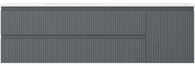 Mexen Rivel, kúpeľňová skrinka 160 cm s ľavým umývadlom Otis, 2S, 1D, drážkovaná, grafitová/biela matná, 91A23-16047-3-BBFFF66-W18L01