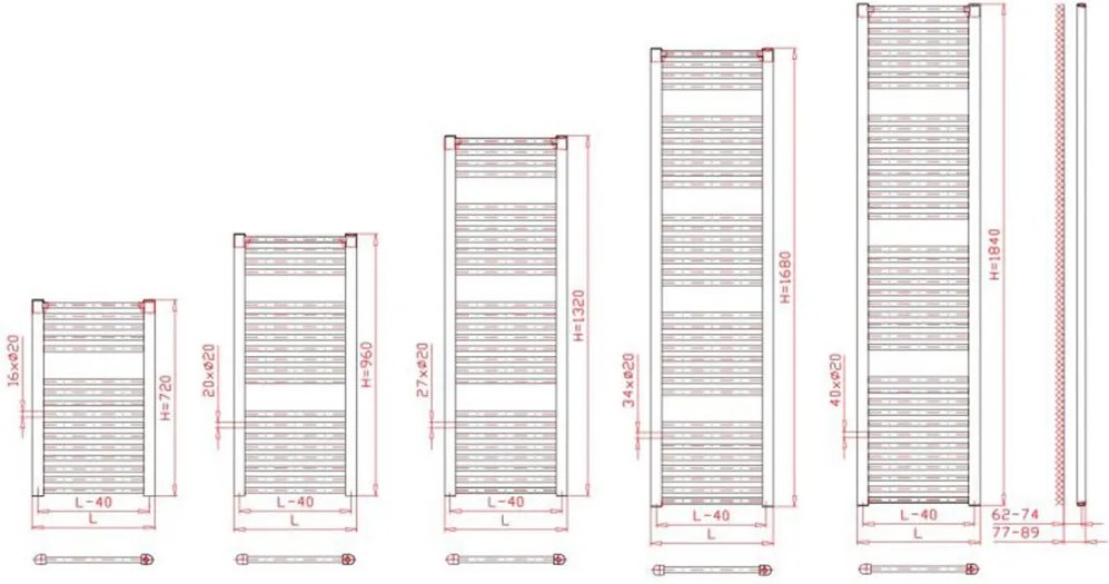 BPS-koupelny Kúpeľňový radiátor Eco EC 60168 / biela RAL 9016 (168x60 cm)