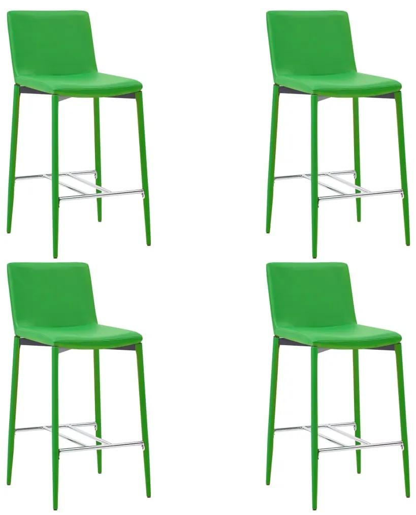 Barové stoličky 4 ks, zelené, umelá koža