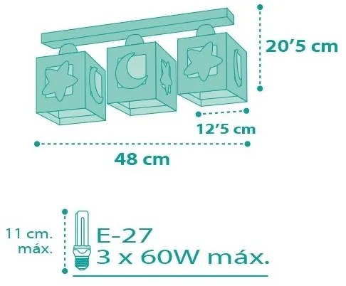 Dalber D-63233NH - Detské stropné svietidlo MOONLIGHT 3xE27/60W/230V