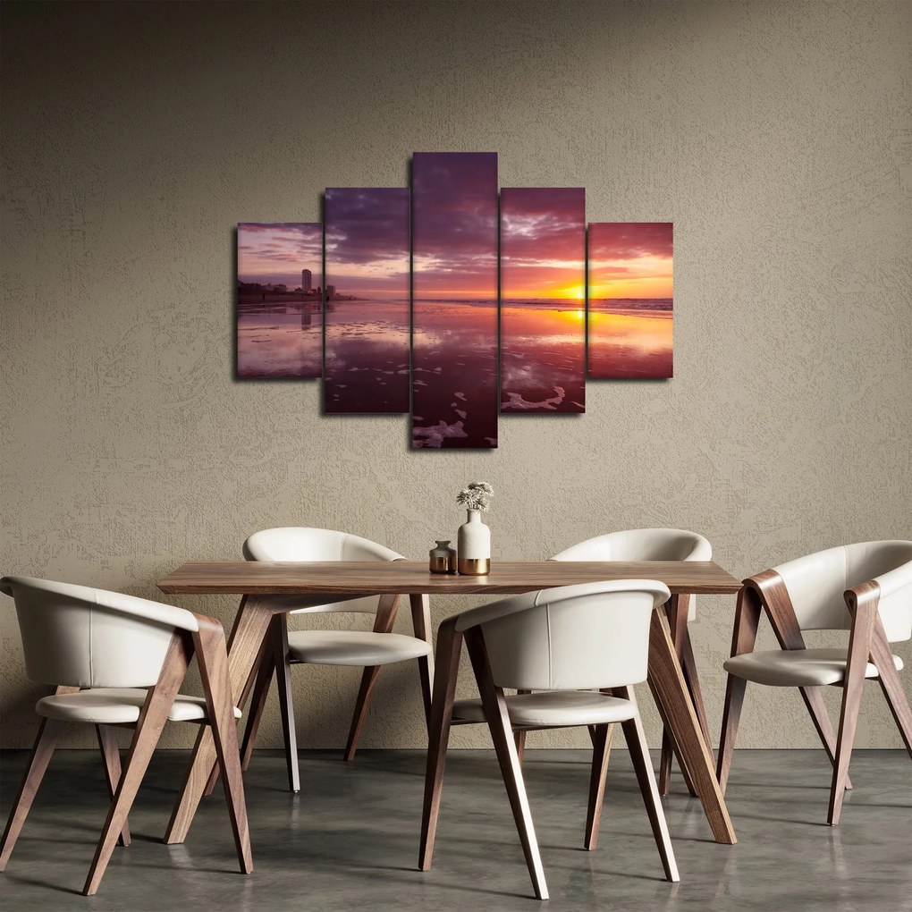 Obraz - Pláž pri západe slnka (150x105 cm)