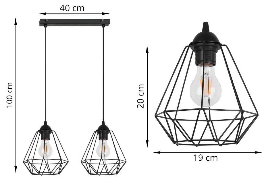 Závesné svietidlo FUSION, 2x drôtené tienidlo (výber z 2 farieb), L