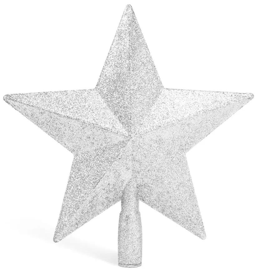Ozdoba na vianočný strom - v tvare hviezdy - 20 x 19 cm - strieborná