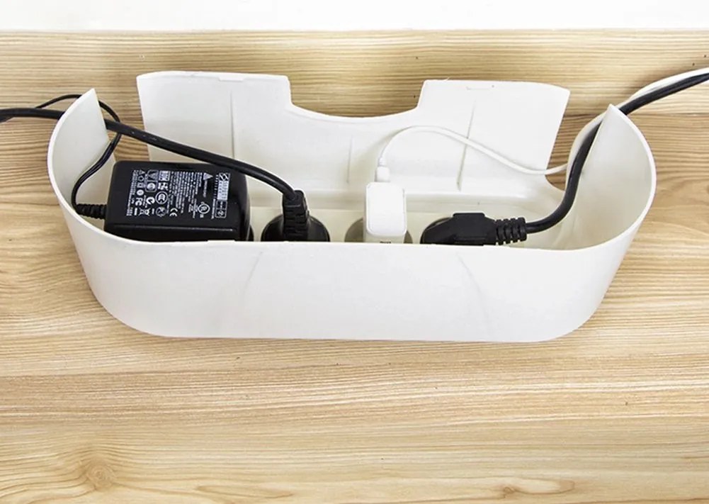 Organizér na kabely/úložný box VILDE, bílý, 32 x 12 x 12 cm