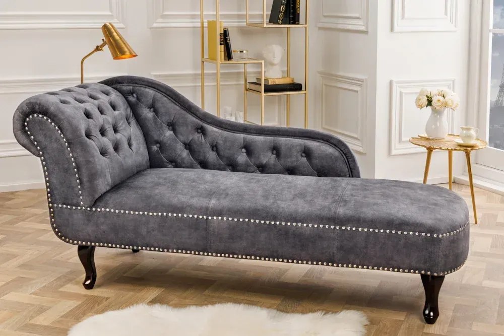 Invicta Interior -  Leňoška CHESTERFIELD 170 cm šedá zamat