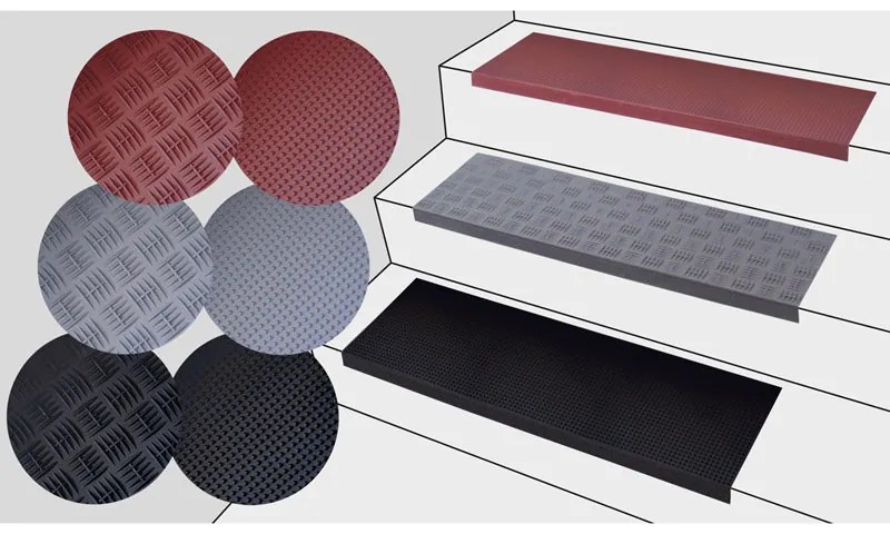 Gumený nášľap na schody, 750 x 250 mm, 1 ks, sivá