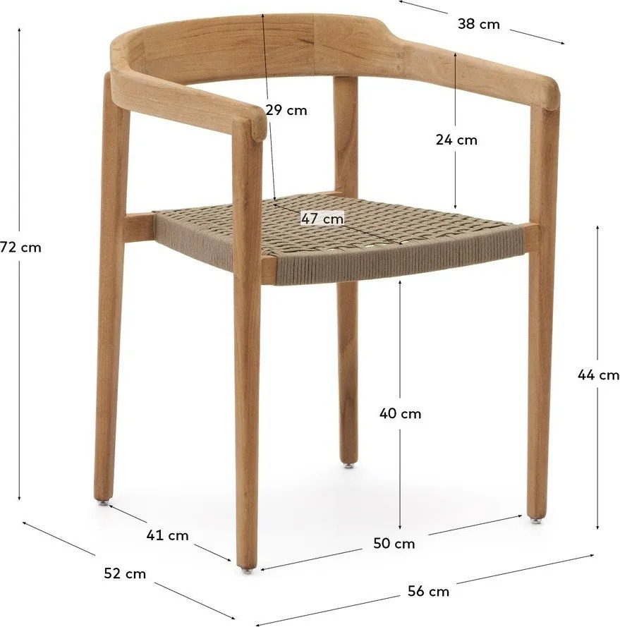 Drevená záhradná stolička v prírodnej farbe Icaro – Kave Home
