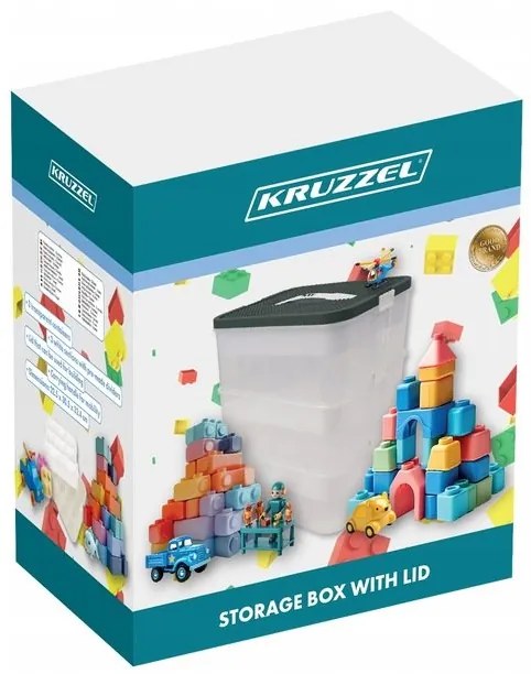 Kruzzel 25757 Úložný box na stavebnici, 22 l, 3 patra