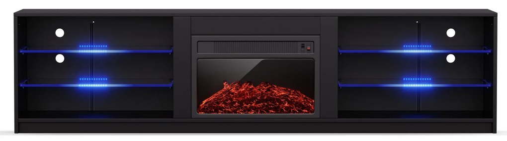 Perth Medium Lowboard TV skrinka s elektrickým krbom, 160 x 40 x 30 cm, LED