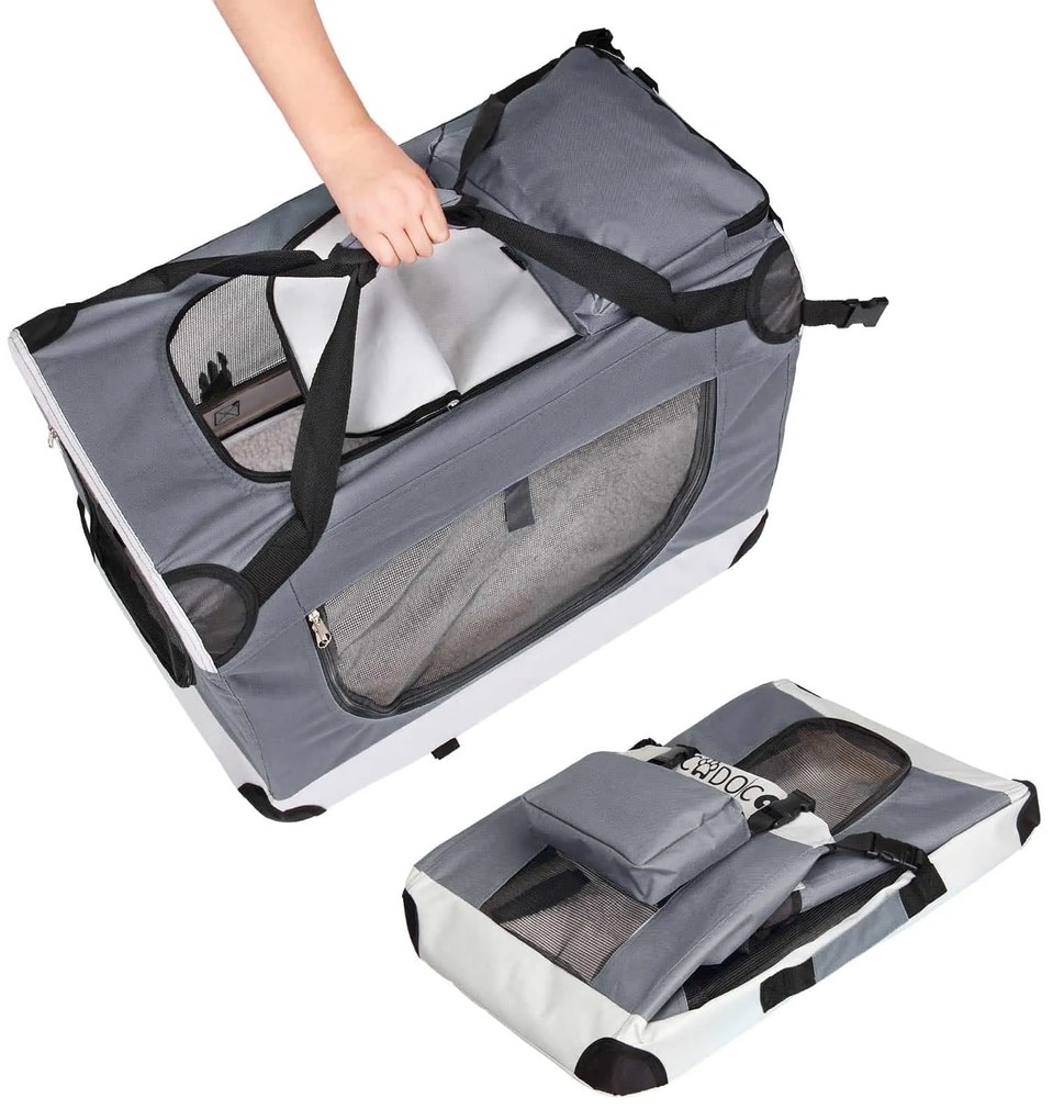 InternetovaZahrada Prenosná taška pre psa M 60x42x42 cm -šedá