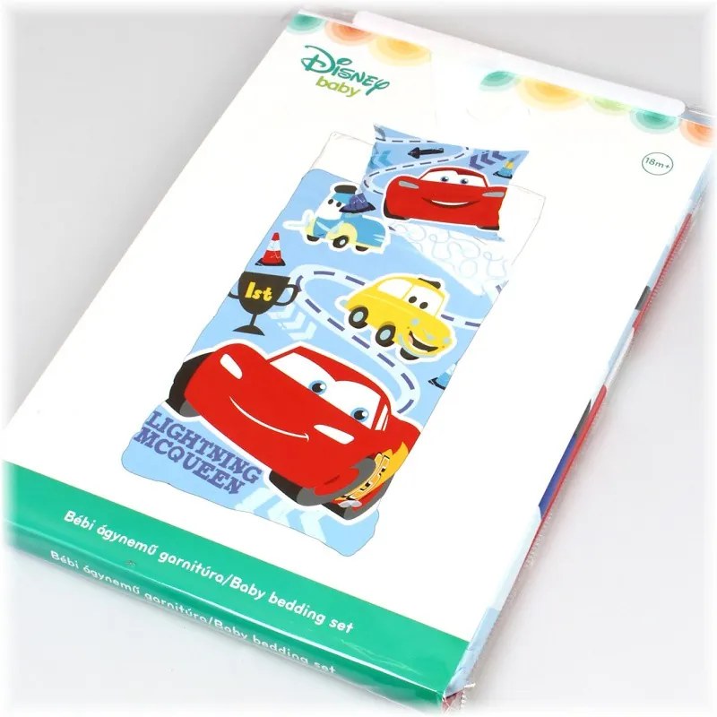 Bavlnené obliečky do detskej postieľky Auta - Blesk McQueen - Disney - 90 x 140 cm + 40 x 55 cm.