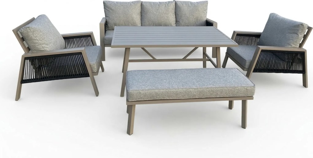 Sada zahradního nábytku pro 5 osob Houseland Atessa hnědá/šedá