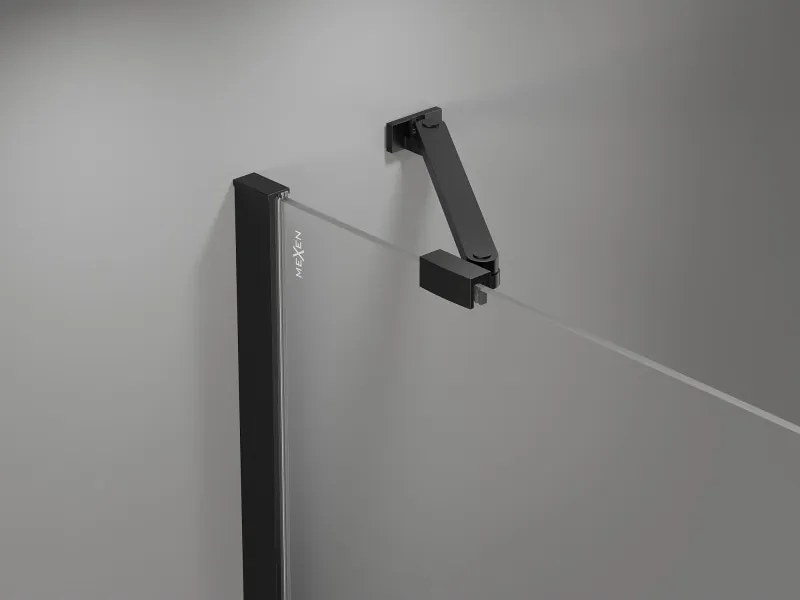 Mexen Mist-H Duo, 2-krídlový výklopný sprchový kút 100 x 95 cm, číre sklo, čierny profil, 8A5-100L-095P-70-00