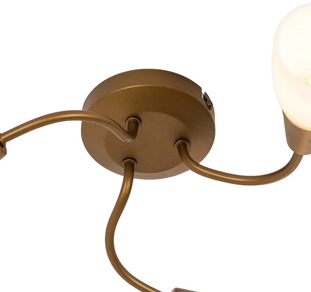 Klasické stropné bodové svetlo zlaté s matným sklom okrúhle 3-svetlo - Madi