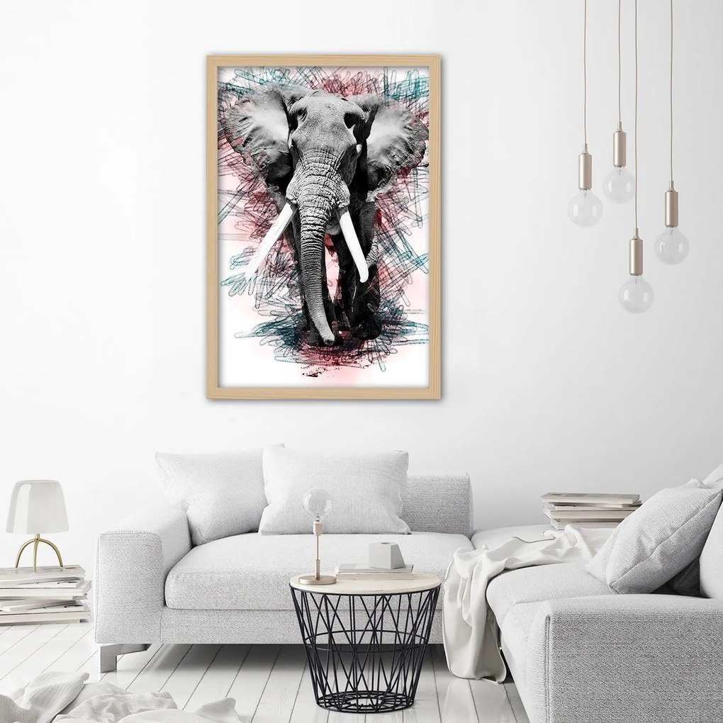 Gario Plagát Slon na abstraktnom pozadí Farba rámu: Bez rámu, Rozmery: 40 x 60 cm