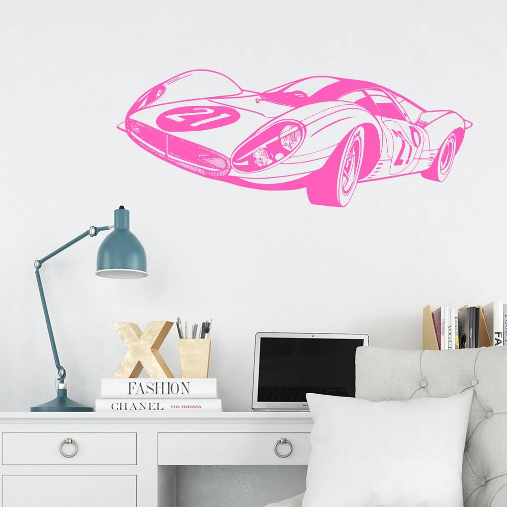 Veselá Stena Samolepka Pretekársky automobil Farba: oranžová, Veľkosť: 60 x 22 cm