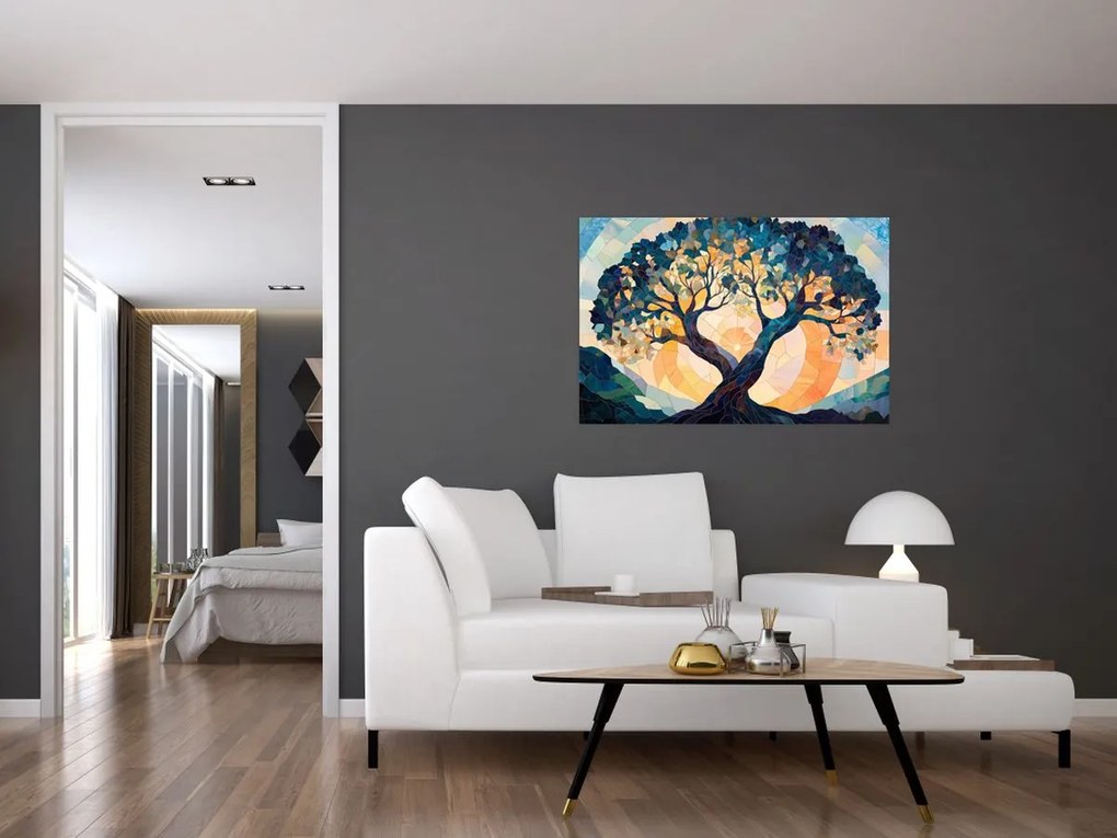Obraz – Mozaika – slnko a strom II. (90x60 cm)