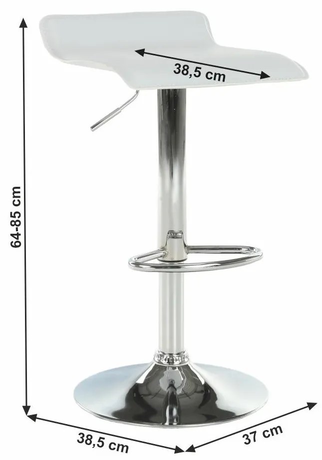 Tempo Kondela Barová stolička, ekokoža biela/chróm, LARIA NEW