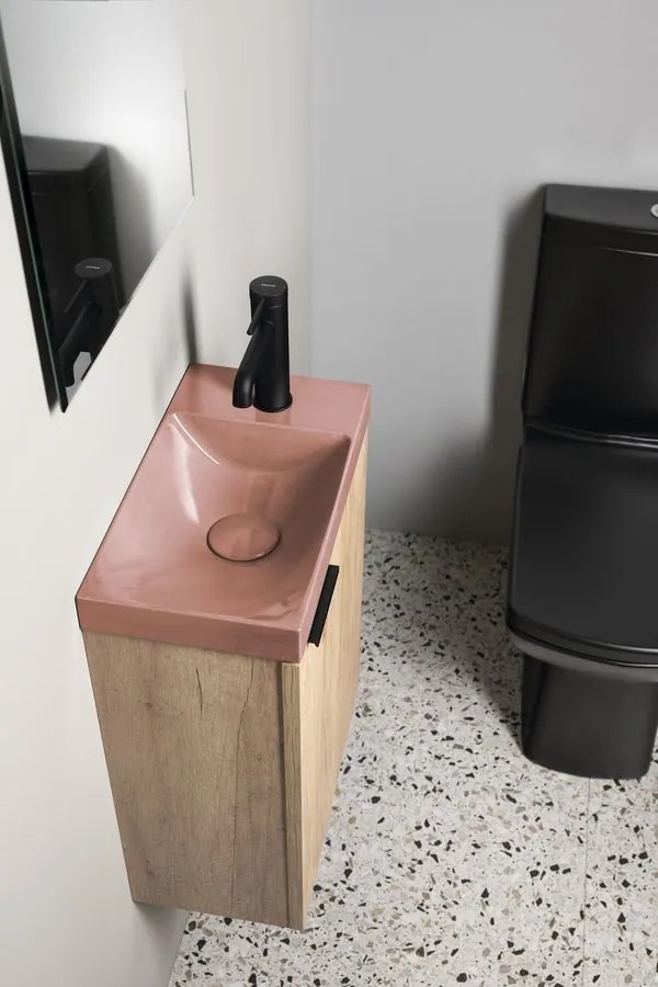 Sapho Sapho, AGOS betónové umývadlo 40x22cm, ľavé/pravé, ružová lesklá, AS40021