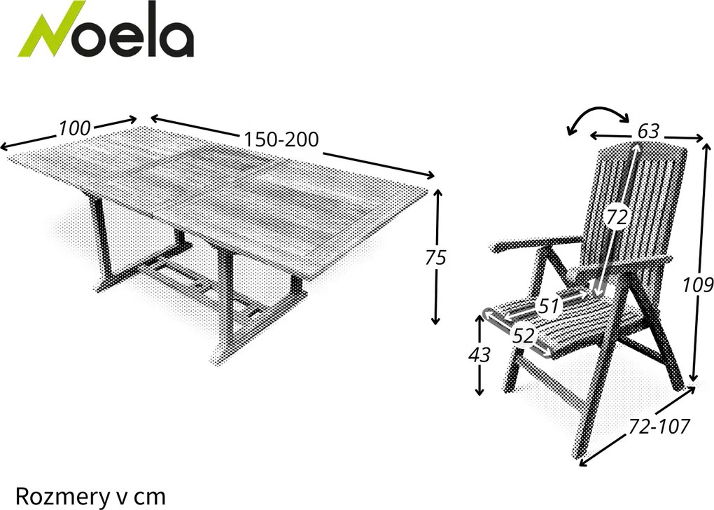Noela Záhradná drevená zostava 1+6 pre 6 osôb Bali II.