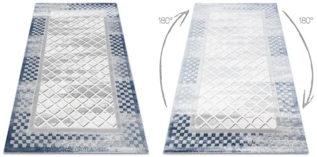 Koberec AKRYL VALS 103 Geometricky ramka 3D sivý / slonia kosť